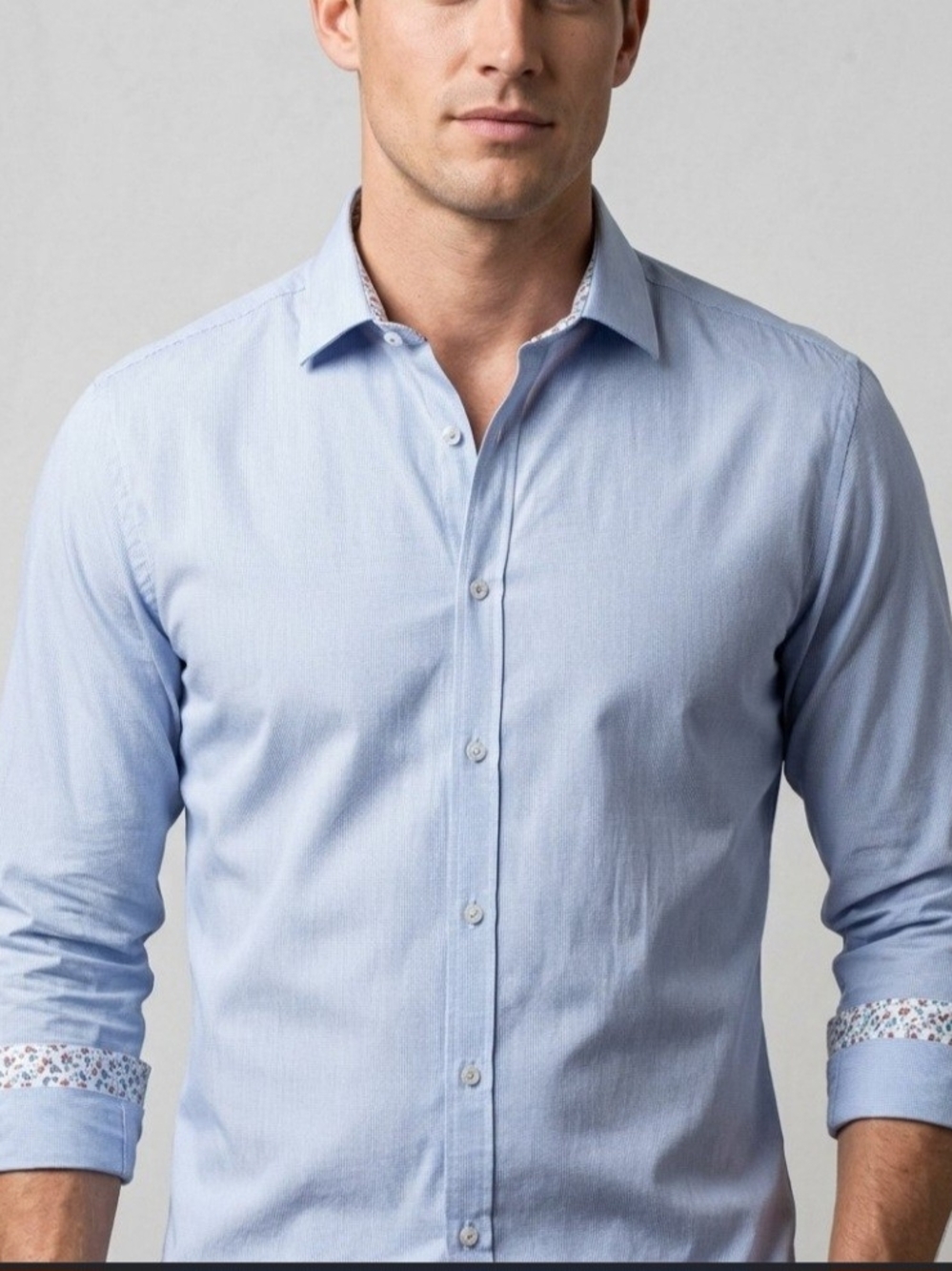 NWT Pure Spl Edition Men’s Slim Fit Patterned Dress Shirt Blue Cotton Size:L